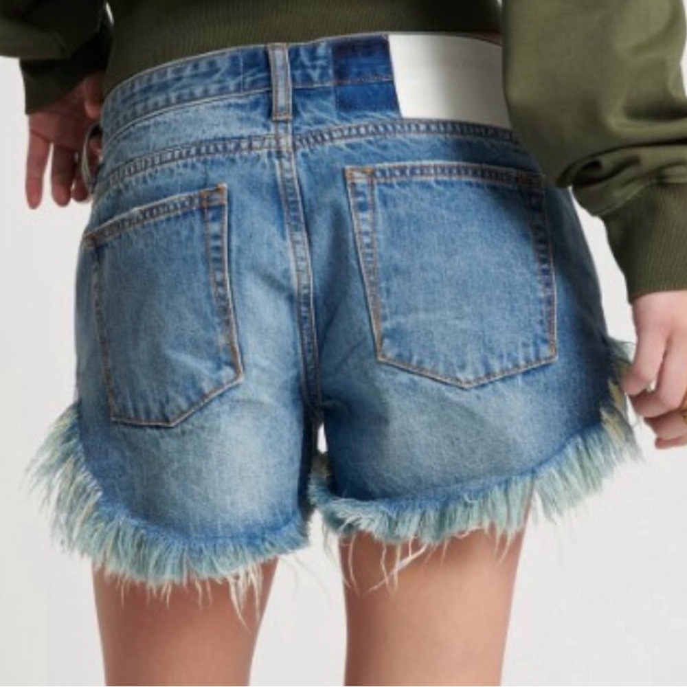 One Teaspoon Blue Frayed Hem Denim Shorts